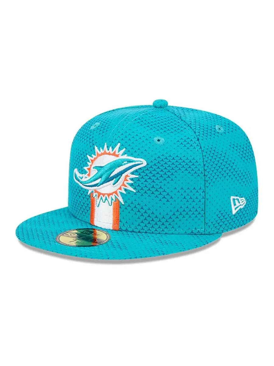 Мужская кепка Aqua Miami Dolphins 2024 Sideline 59FIFTY Fitted Hat New Era — изображение 2 из 4, голубой