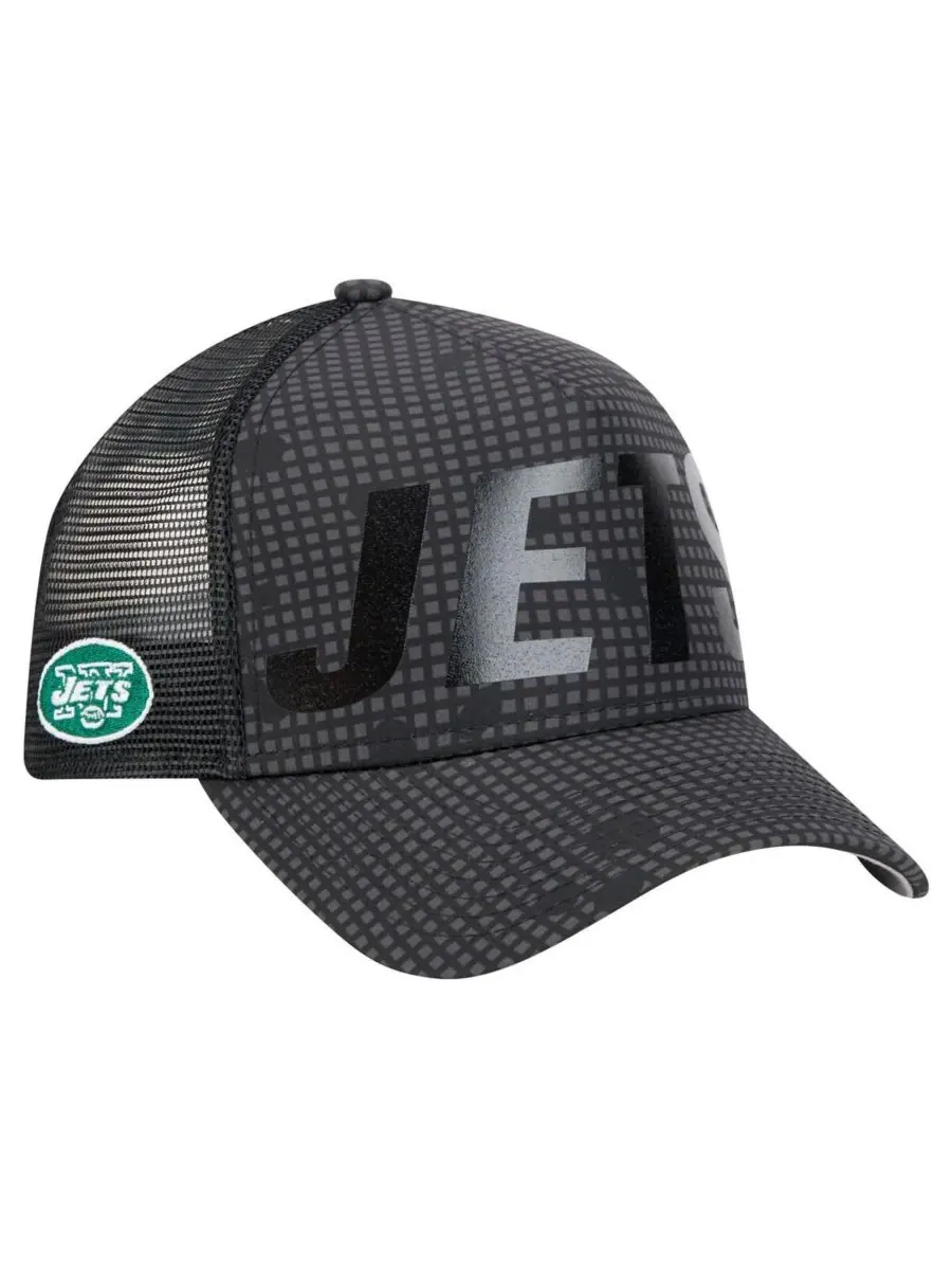 New Era Мужская черная кепка-тракер New York Jets Throwback Midnight Ink Tonal Text A-Frame с