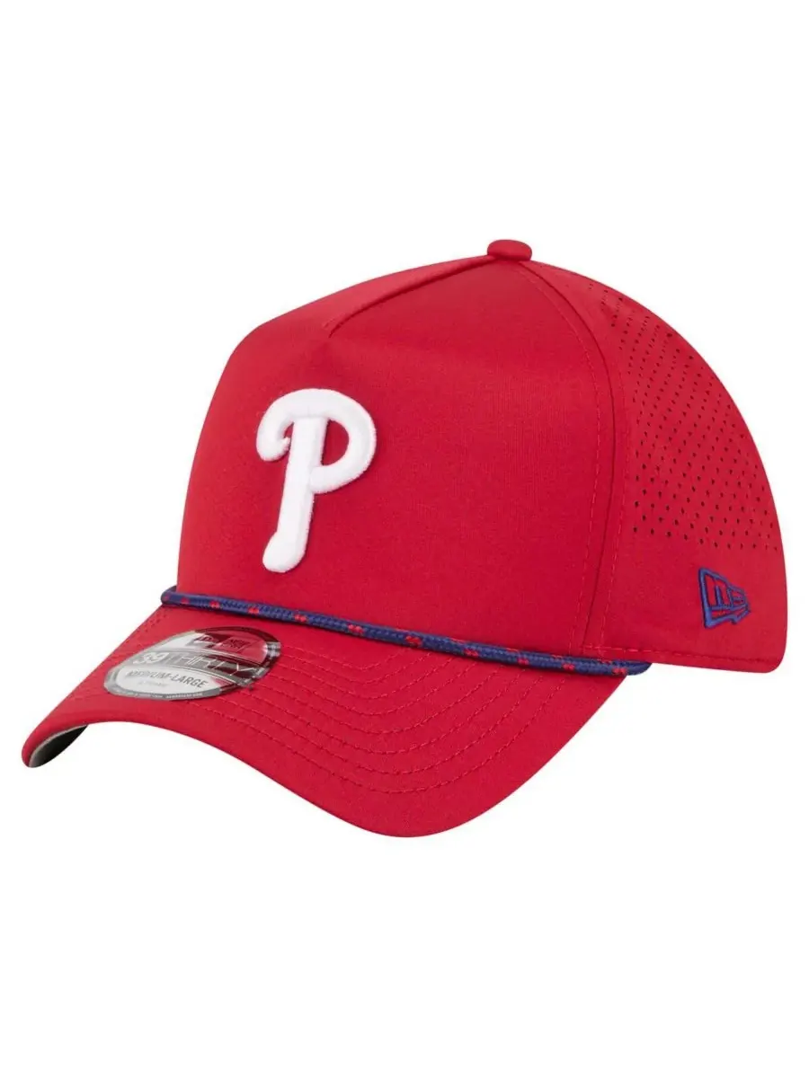 New Era Мужская красная бейсболка Philadelphia Phillies 39THIRTY A-Frame с перфорацией и гибким