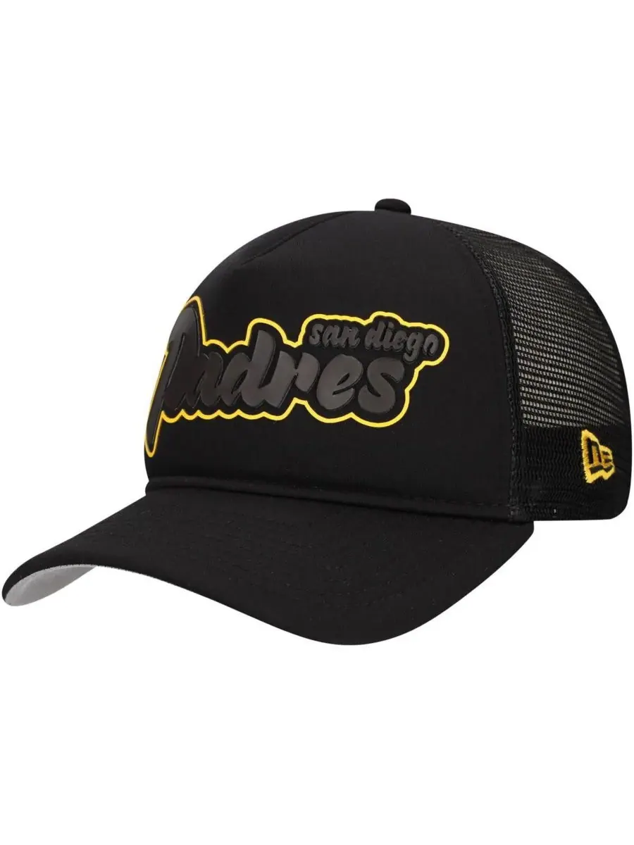 New Era Мужская черная кепка-тракер San Diego Padres Retro Bold A-Frame Trucker 9FORTY с