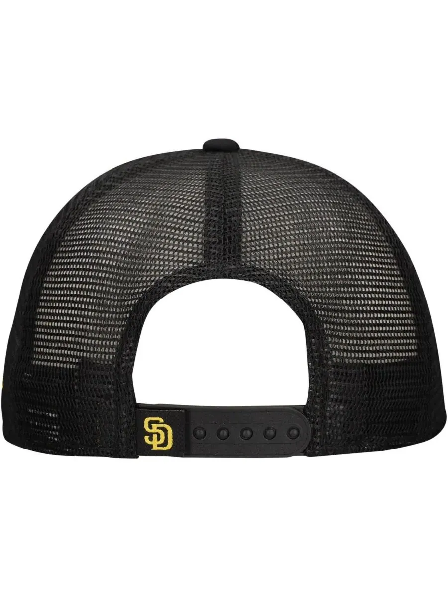 New Era Мужская черная кепка-тракер San Diego Padres Retro Bold A-Frame Trucker 9FORTY с — изображение 3 из 5, черный