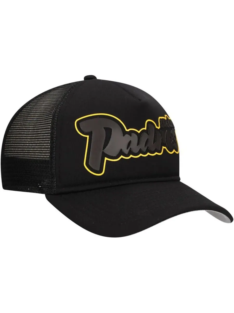 New Era Мужская черная кепка-тракер San Diego Padres Retro Bold A-Frame Trucker 9FORTY с — изображение 4 из 5, черный
