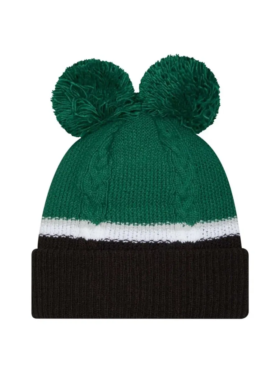 Вязаная шапка New Era Green New York Jets Double Bubble Cuffed Knit Hat with Poms — изображение 2 из 2, зеленый