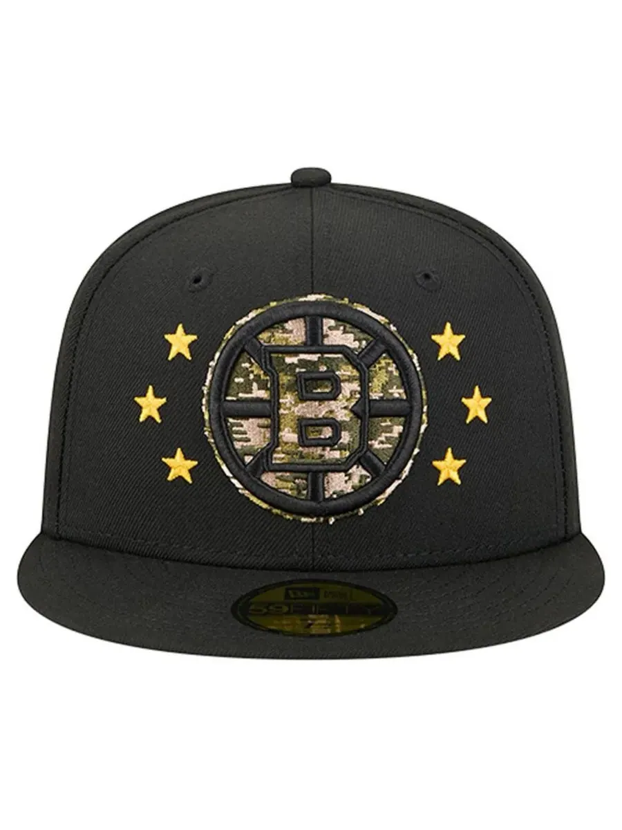 New Era Мужская черная бейсболка Boston Bruins Military Appreciation Digital Camo Stars 59FIFTY — изображение 2 из 4, черный