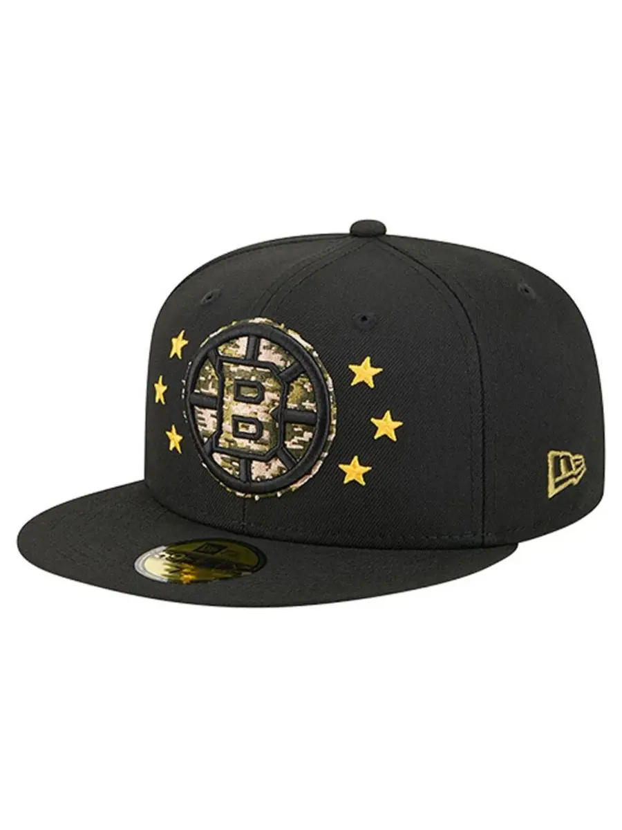 New Era Мужская черная бейсболка Boston Bruins Military Appreciation Digital Camo Stars 59FIFTY — изображение 4 из 4, черный