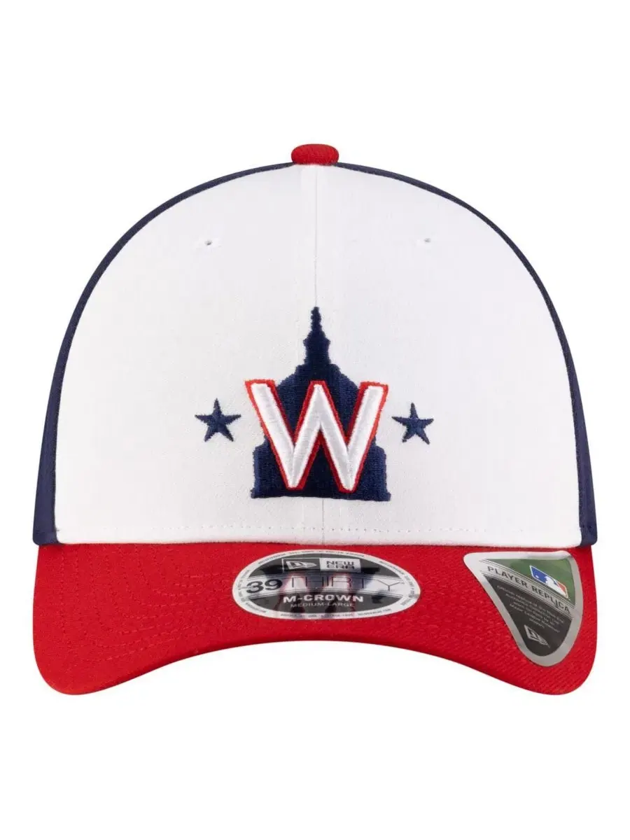 Мужская белая бейсболка Washington Nationals Player Replica 39THIRTY M-Crown Flex Hat New Era — изображение 2 из 4, белый