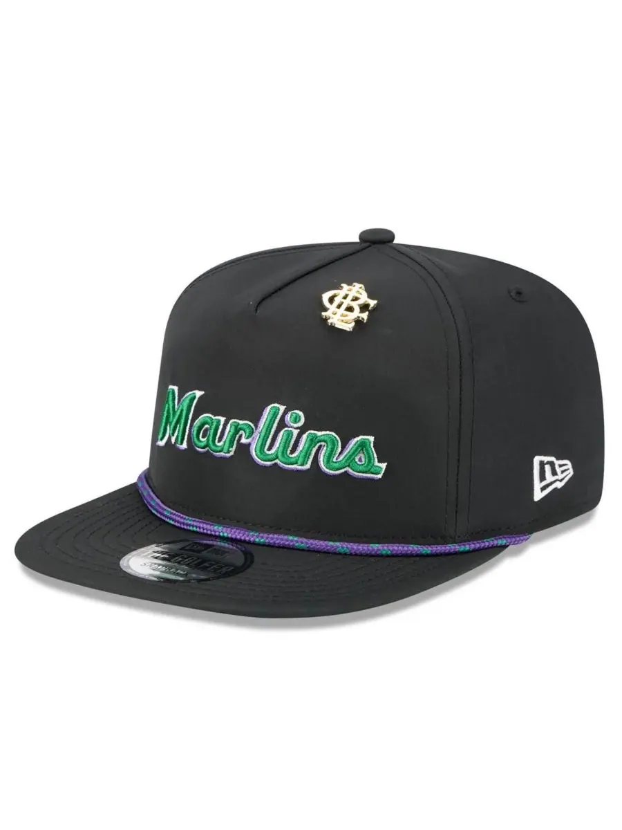 New Era Мужская черная бейсболка Miami Marlins 2025 Big League Chew Golfer Snapback