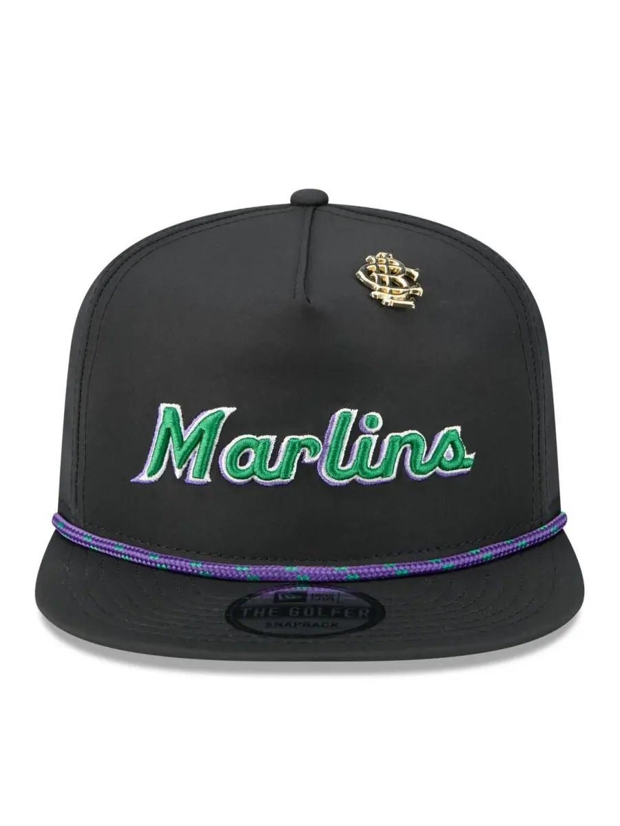 New Era Мужская черная бейсболка Miami Marlins 2025 Big League Chew Golfer Snapback — изображение 2 из 4, черный