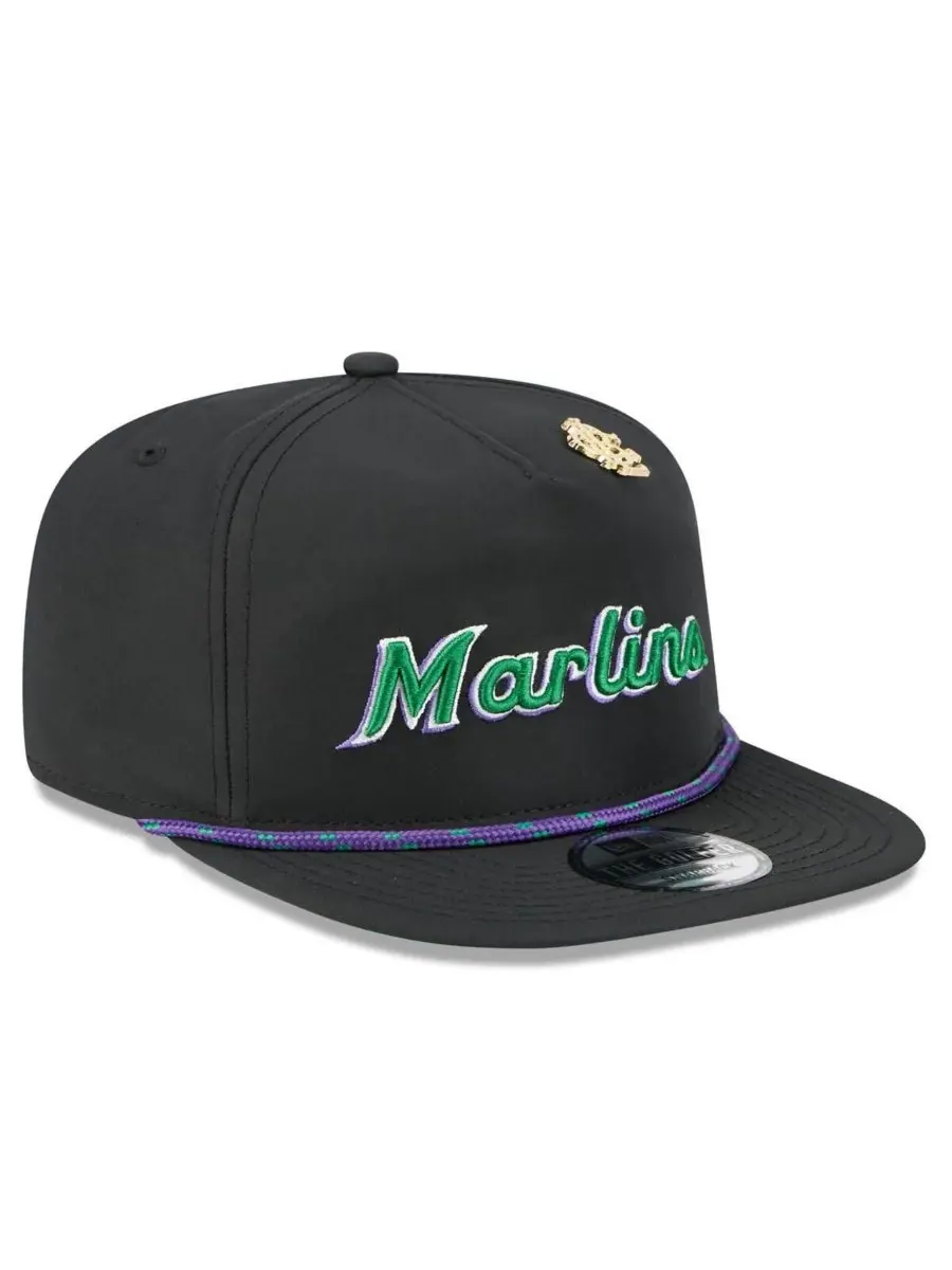 New Era Мужская черная бейсболка Miami Marlins 2025 Big League Chew Golfer Snapback — изображение 3 из 4, черный