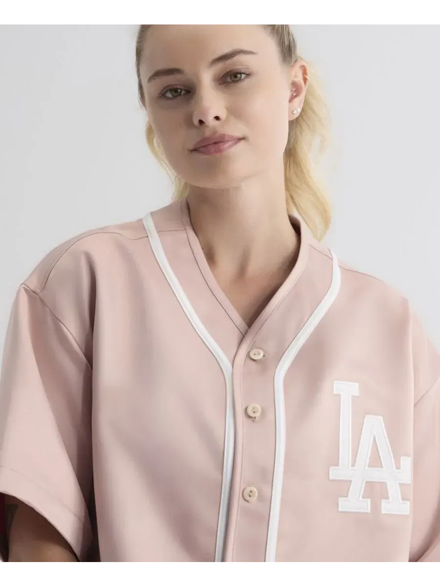 Женская бейсбольная куртка из сатина Fanatics Los Angeles Dodgers — изображение 5 из 5, розовый