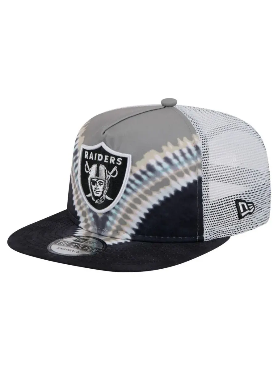 New Era Мужская серо-черная бейсболка-снепбек с символикой команды Las Vegas Raiders в стиле ретро