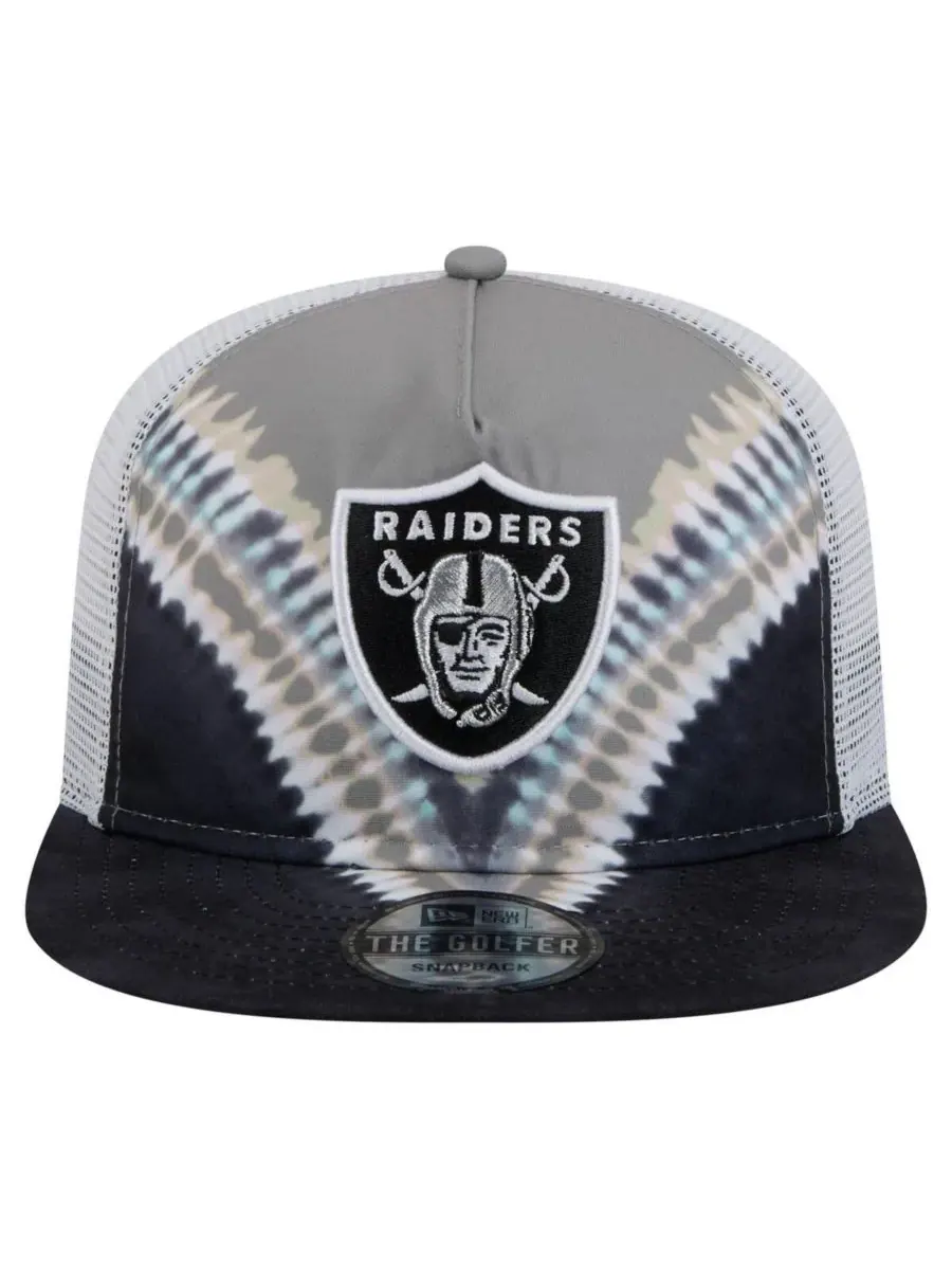 New Era Мужская серо-черная бейсболка-снепбек с символикой команды Las Vegas Raiders в стиле ретро — изображение 2 из 4