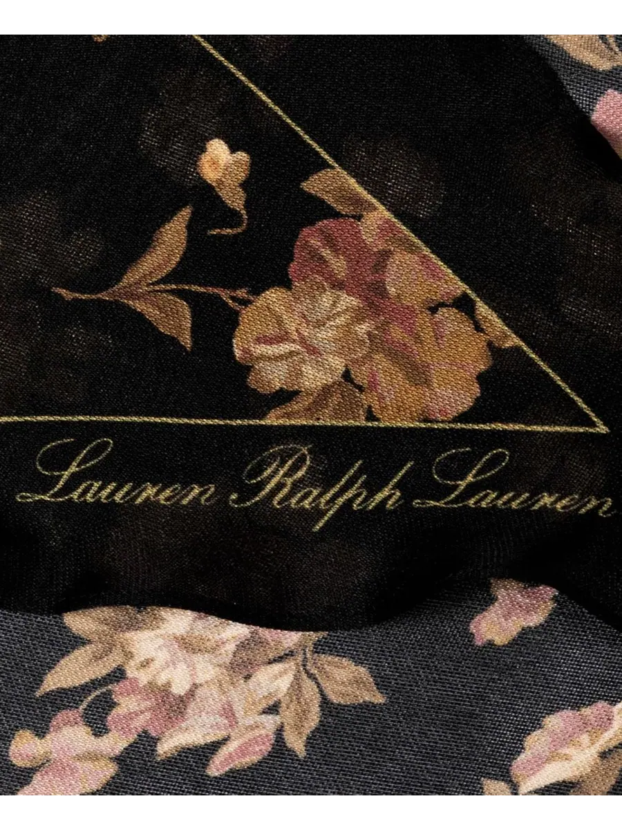 Шелковый шарф с цветочным принтом Lauren Ralph Lauren — изображение 4 из 4, черный