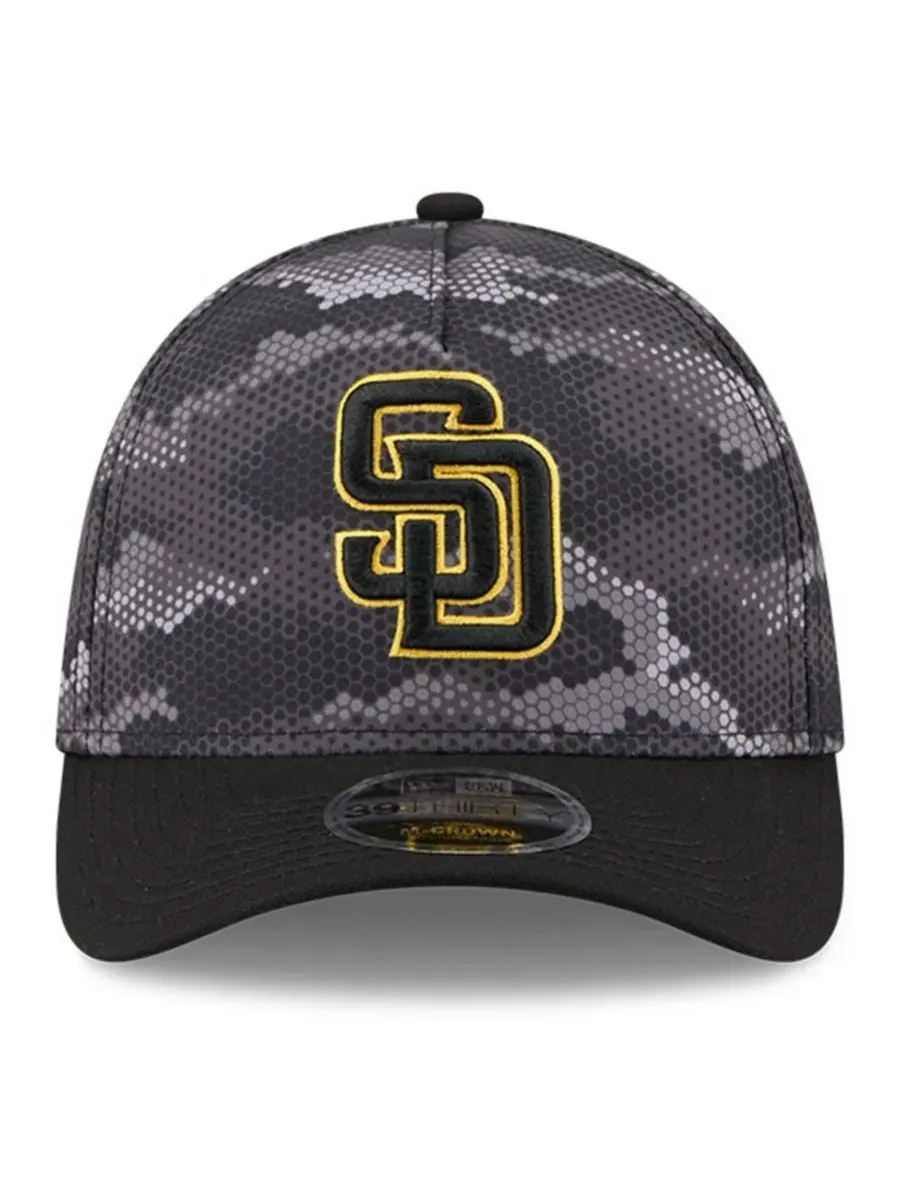 Кепка с козырьком San Diego Padres Camo 39THIRTY A-Frame Flex Hat New Era — изображение 2 из 5, черный