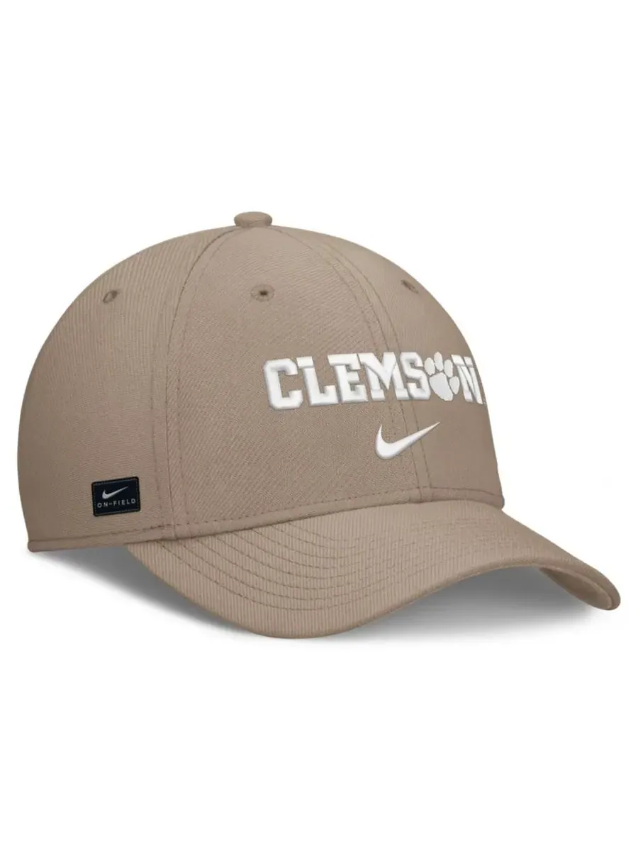 Бейсболка Nike Clemson Tigers Rise On-Field SwooshFlex Dri-FIT Flex Hat — изображение 3 из 4, хаки