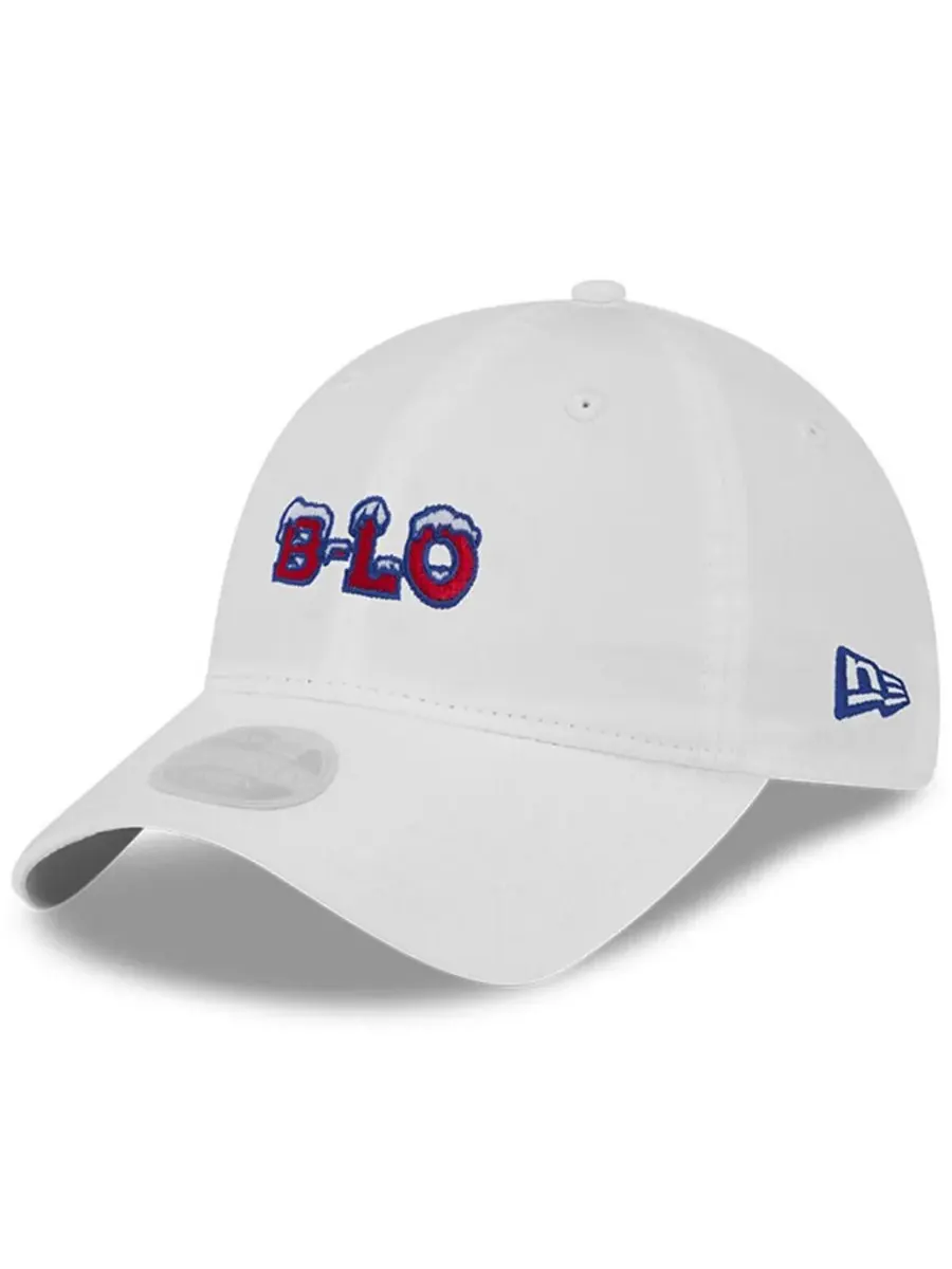 New Era Женская белая кепка с регулируемым размером для хвоста из коллекции Buffalo Bills 2025