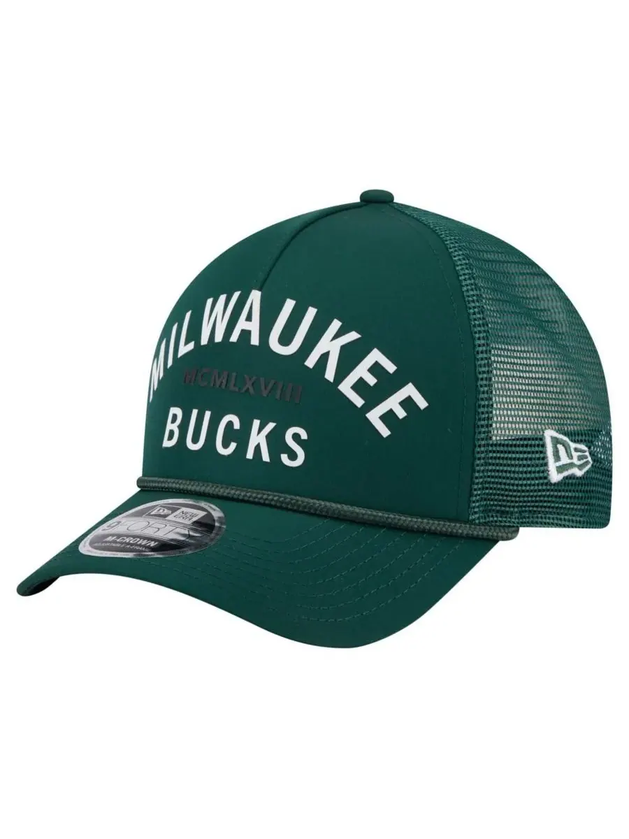 New Era Мужская бейсболка Milwaukee Bucks Minimalist A-Frame 9FORTY цвета Hunter Green
