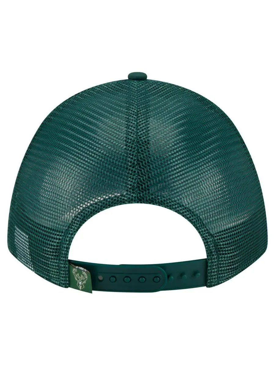 New Era Мужская бейсболка Milwaukee Bucks Minimalist A-Frame 9FORTY цвета Hunter Green — изображение 4 из 4, зеленый