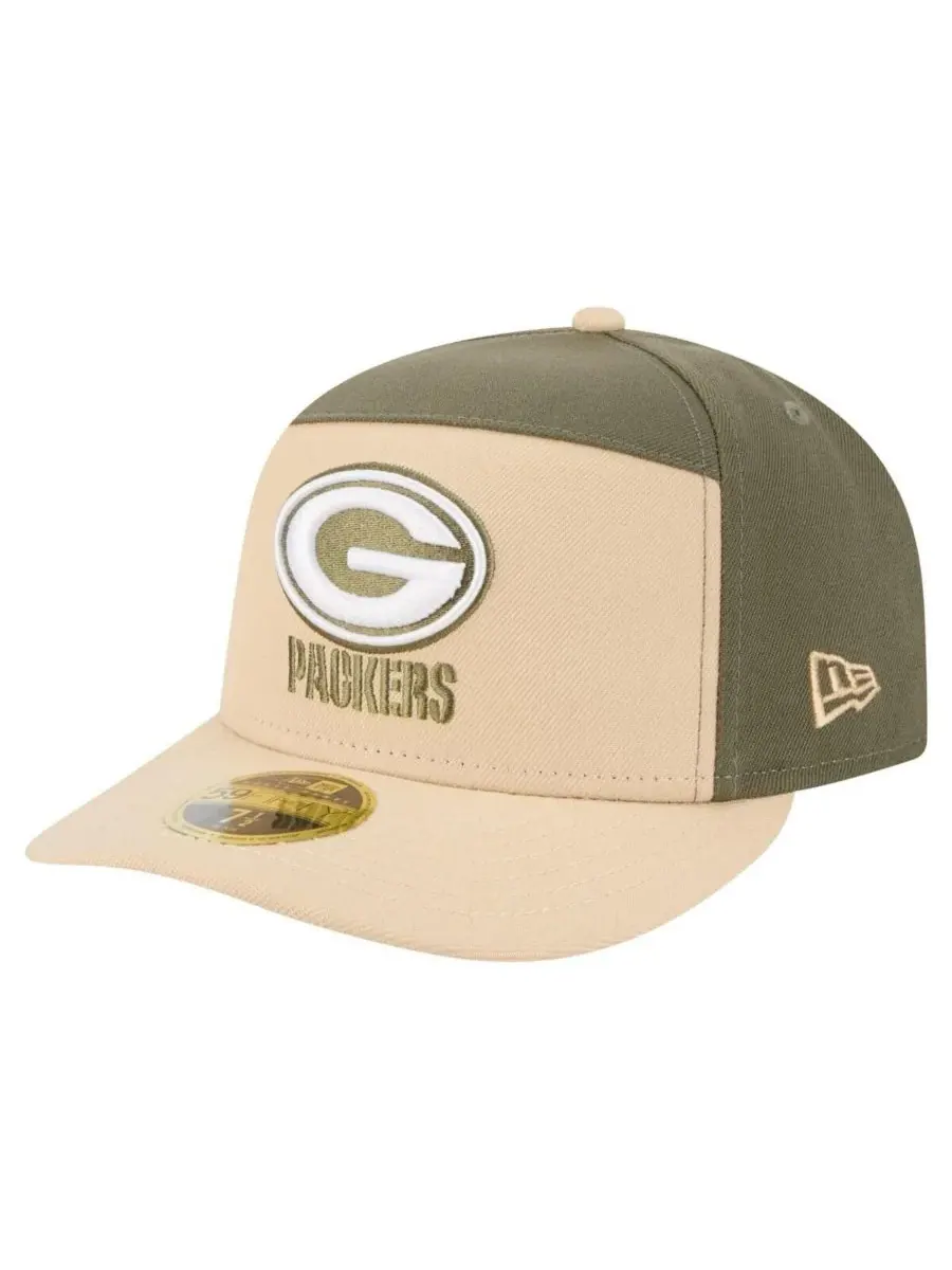 New Era Мужская бейсболка 59FIFTY светло-бежевого/оливкового цвета с раздельными панелями, модель