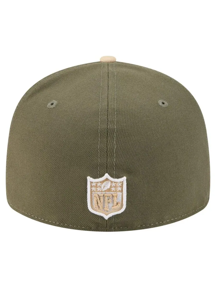 New Era Мужская бейсболка 59FIFTY светло-бежевого/оливкового цвета с раздельными панелями, модель — изображение 2 из 5