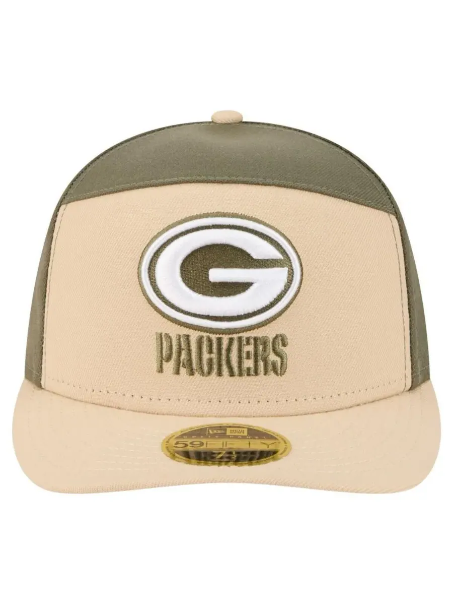 New Era Мужская бейсболка 59FIFTY светло-бежевого/оливкового цвета с раздельными панелями, модель — изображение 5 из 5