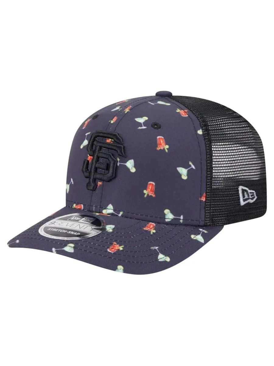 New Era Мужская черная кепка San Francisco Giants Adventure Drinks Pattern 9SEVENTY с эластичными