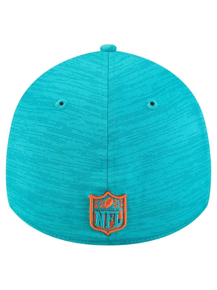Мужская кепка Aqua Miami Dolphins Stripes 39THIRTY Flex Hat New Era — изображение 3 из 4, голубой