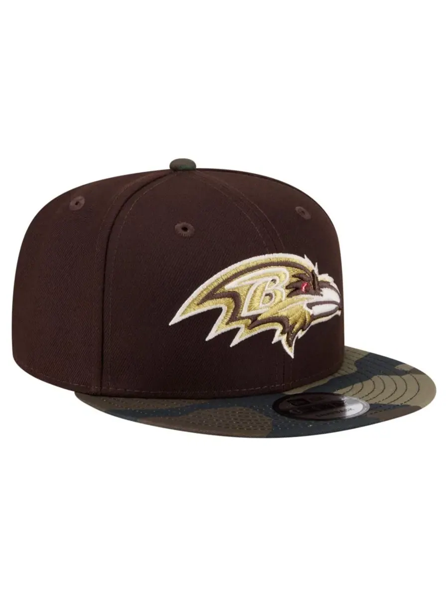 Кепка-снэпбек с принтом Baltimore Ravens Burnt Wood Camo New Era — изображение 4 из 5, коричневый