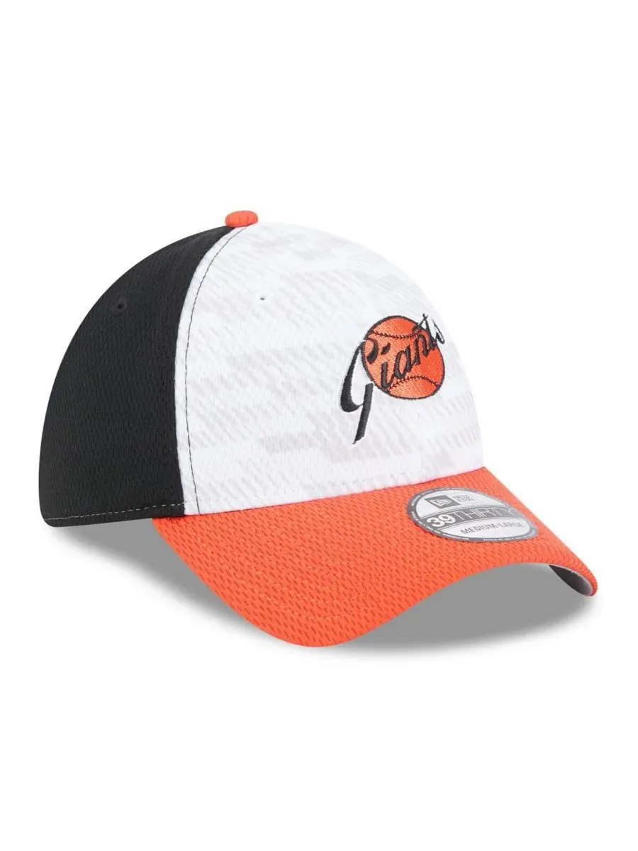 New Era Мужская кепка San Francisco Giants 2025 MLB Clubhouse 39THIRTY Flex — изображение 4 из 5, черный оранжевый