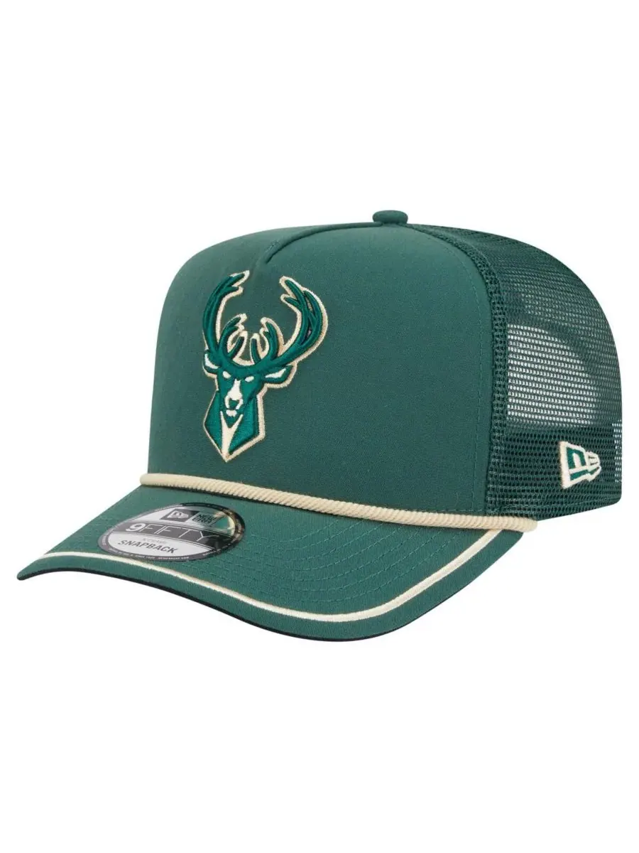 New Era Мужская бейсболка Milwaukee Bucks Vintage Team Rope A-Frame 9FIFTY Snapback цвета Hunter