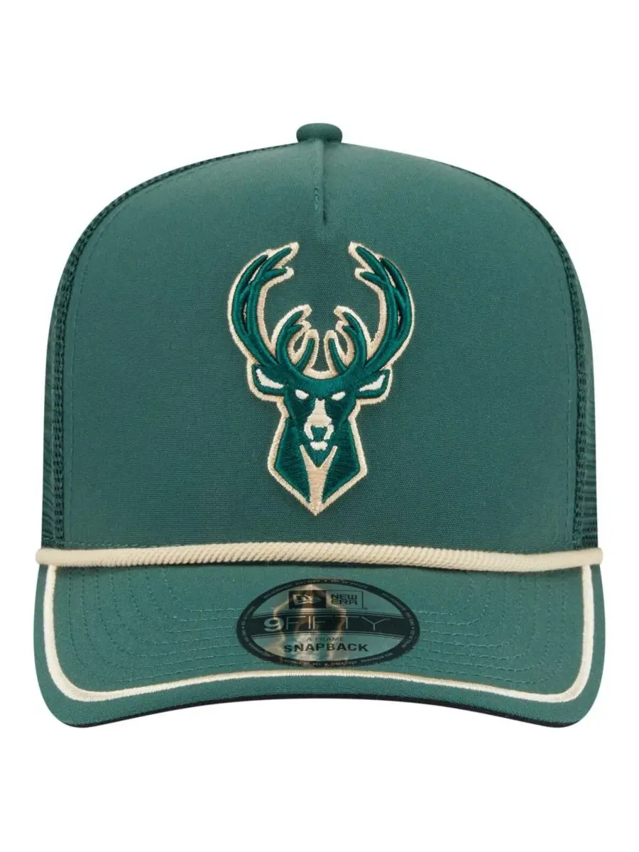 New Era Мужская бейсболка Milwaukee Bucks Vintage Team Rope A-Frame 9FIFTY Snapback цвета Hunter — изображение 2 из 4