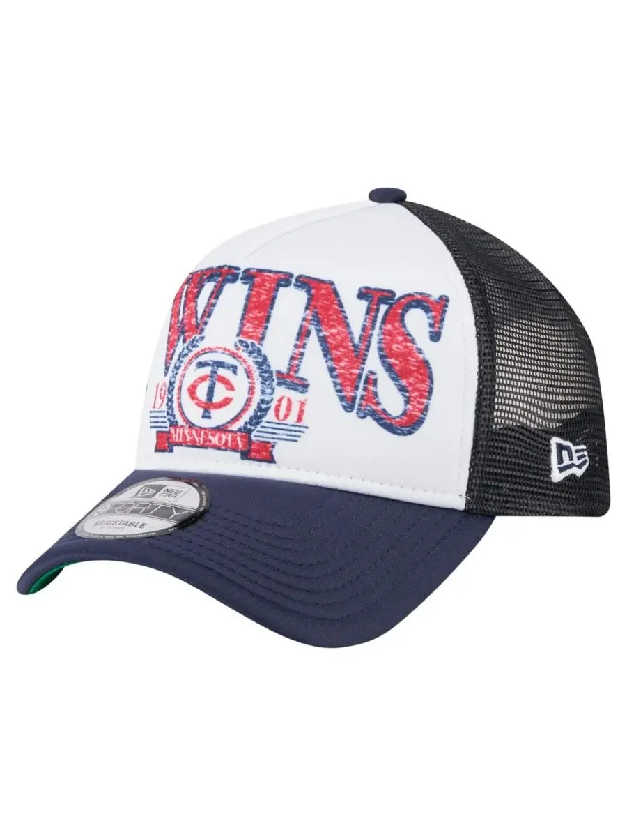 New Era Мужская белая/темно-синяя бейсболка Minnesota Twins с регулируемым размером и рисунком в