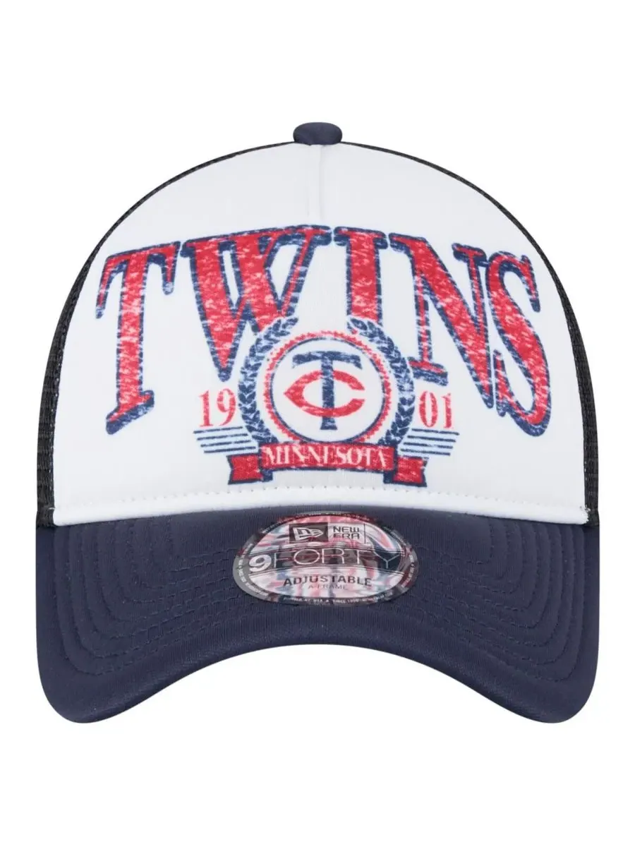 New Era Мужская белая/темно-синяя бейсболка Minnesota Twins с регулируемым размером и рисунком в — изображение 2 из 4