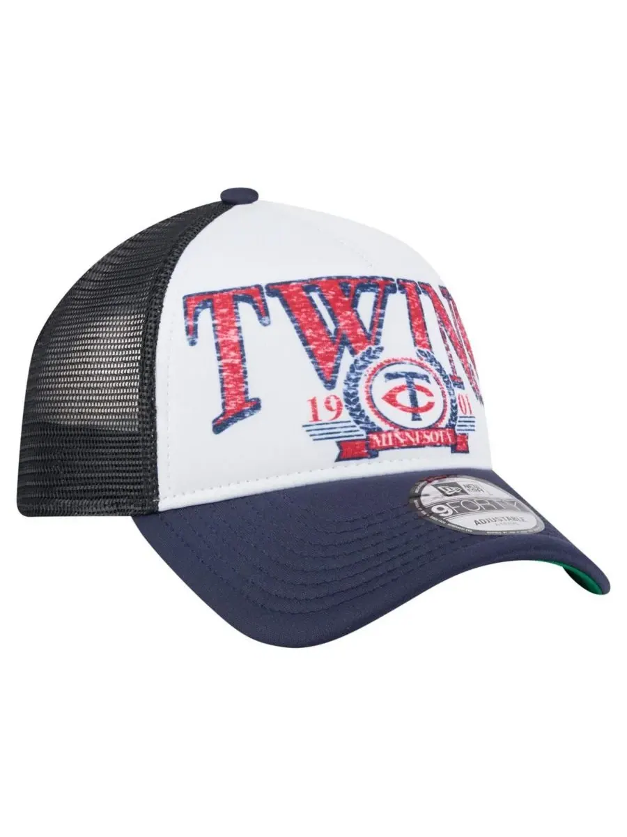 New Era Мужская белая/темно-синяя бейсболка Minnesota Twins с регулируемым размером и рисунком в — изображение 3 из 4