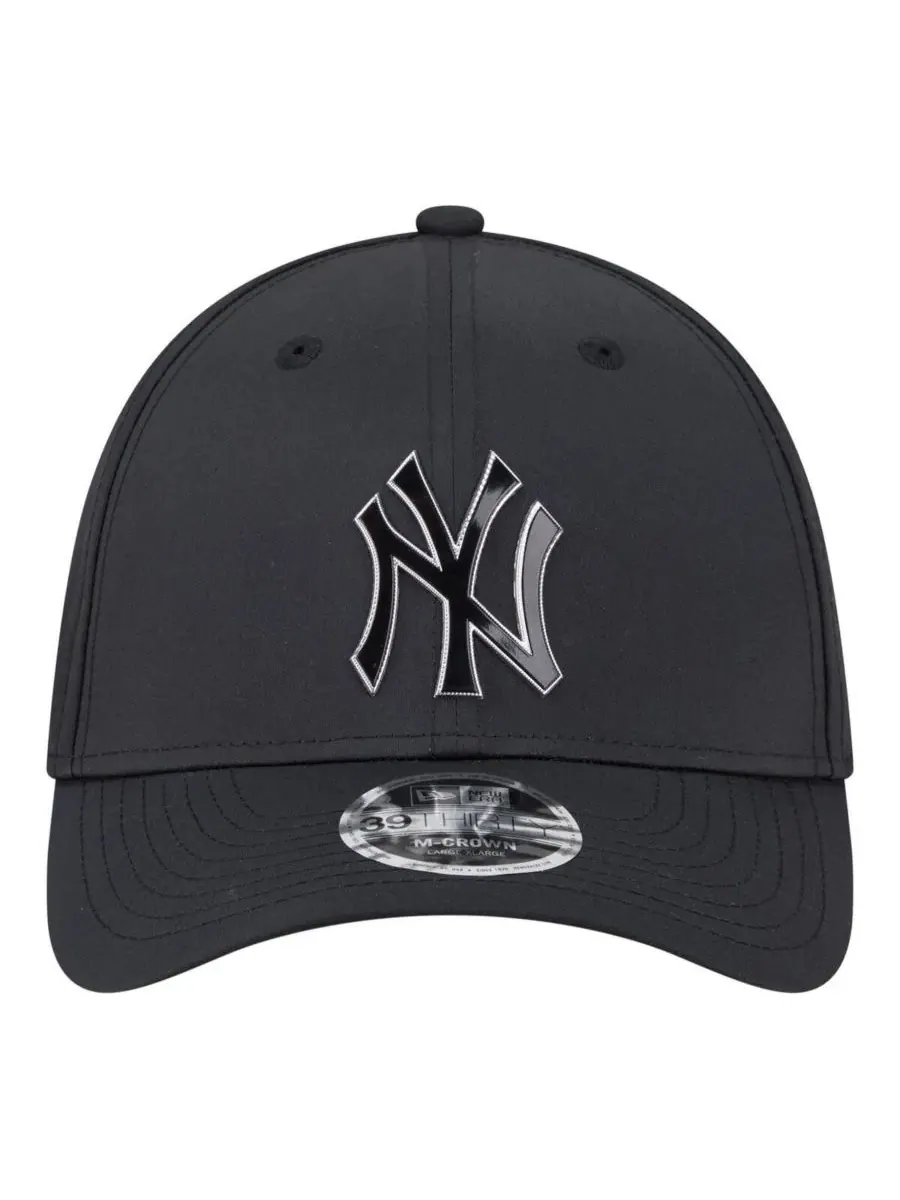 Мужская черная металлическая кепка New York Yankees 39THIRTY M-Crown Flex New Era — изображение 2 из 5, черный