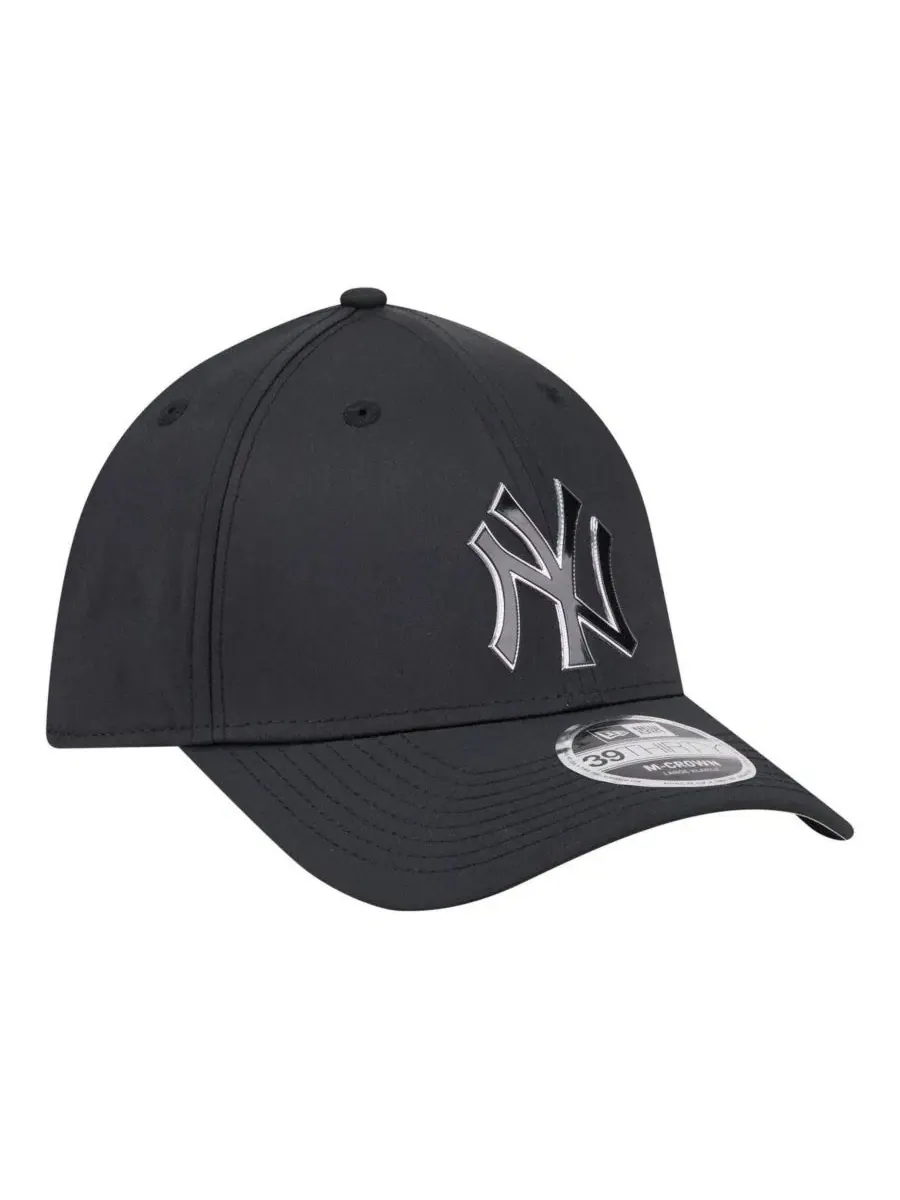 Мужская черная металлическая кепка New York Yankees 39THIRTY M-Crown Flex New Era — изображение 3 из 5, черный
