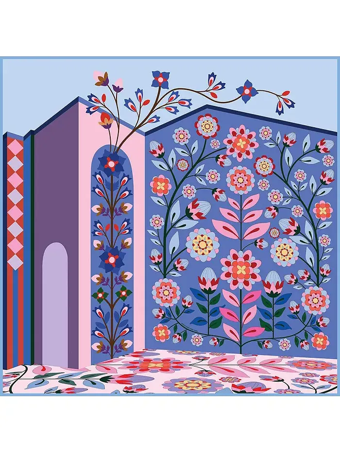 Двусторонний шерстяной шелковый шарф Flower Imagination Jessie Zhao New York
