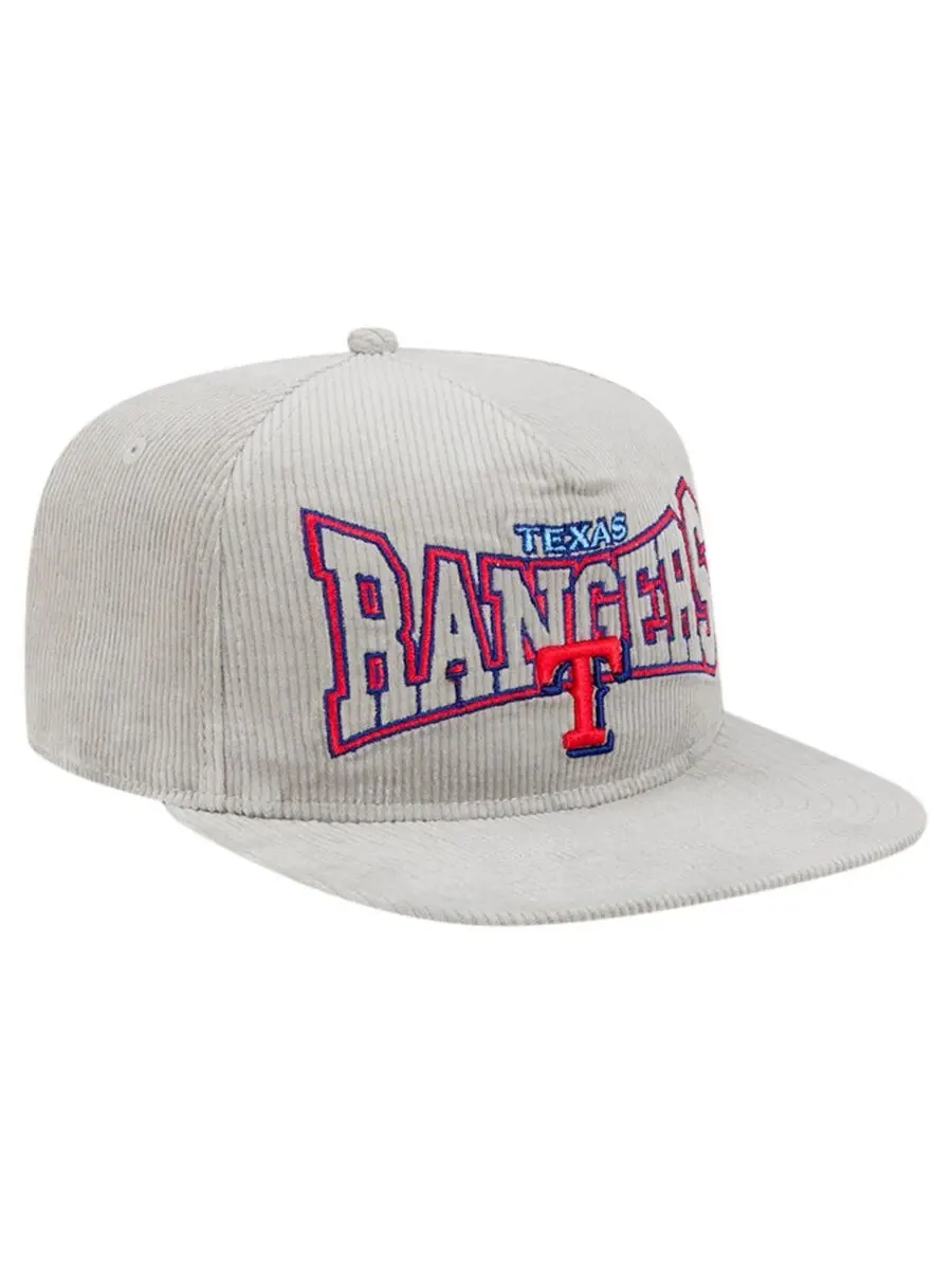 New Era Мужская серая вельветовая кепка-бейсболка Texas Rangers с регулируемой застежкой — изображение 4 из 5, серый