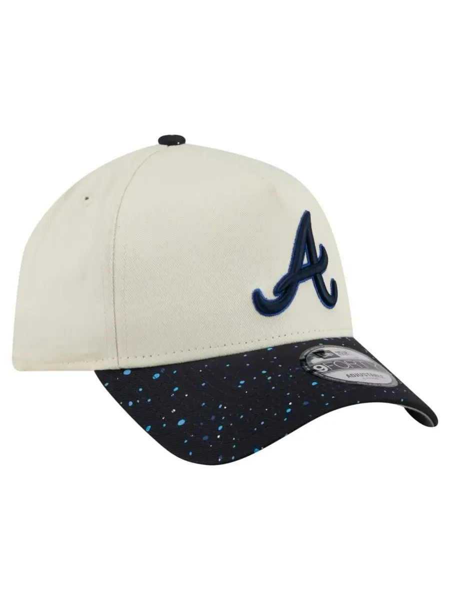 New Era Мужская кремовая кепка Atlanta Braves Speckle A-Frame 9FORTY с регулируемым размером — изображение 3 из 4, бежевый