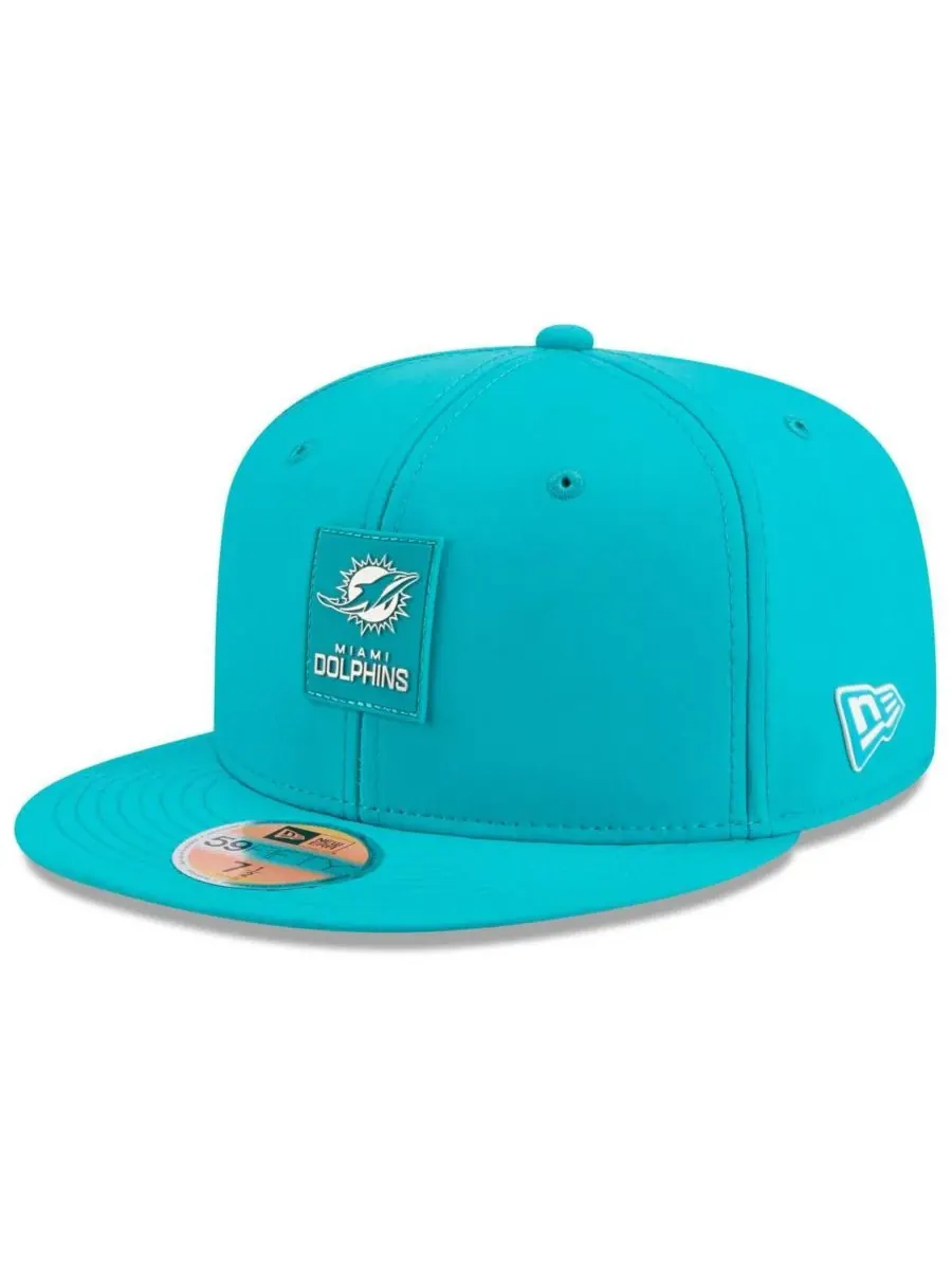 Мужская кепка Aqua Miami Dolphins 2025 Sideline 59FIFTY Fitted Hat New Era