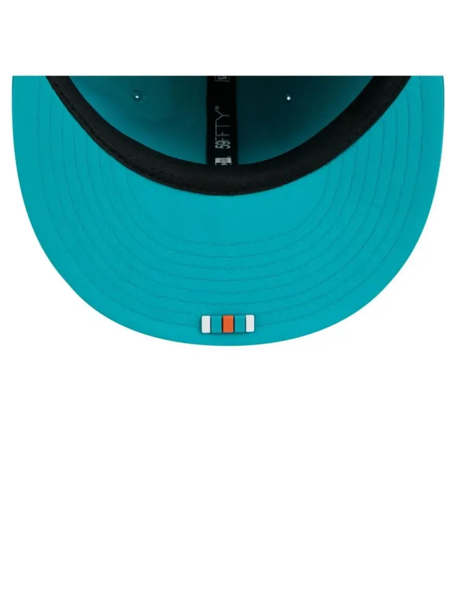 Мужская кепка Aqua Miami Dolphins 2025 Sideline 59FIFTY Fitted Hat New Era — изображение 2 из 5, голубой