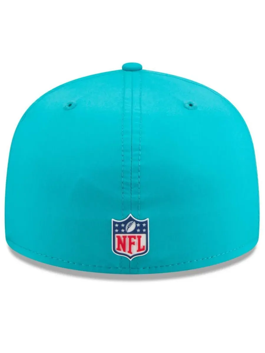 Мужская кепка Aqua Miami Dolphins 2025 Sideline 59FIFTY Fitted Hat New Era — изображение 3 из 5, голубой