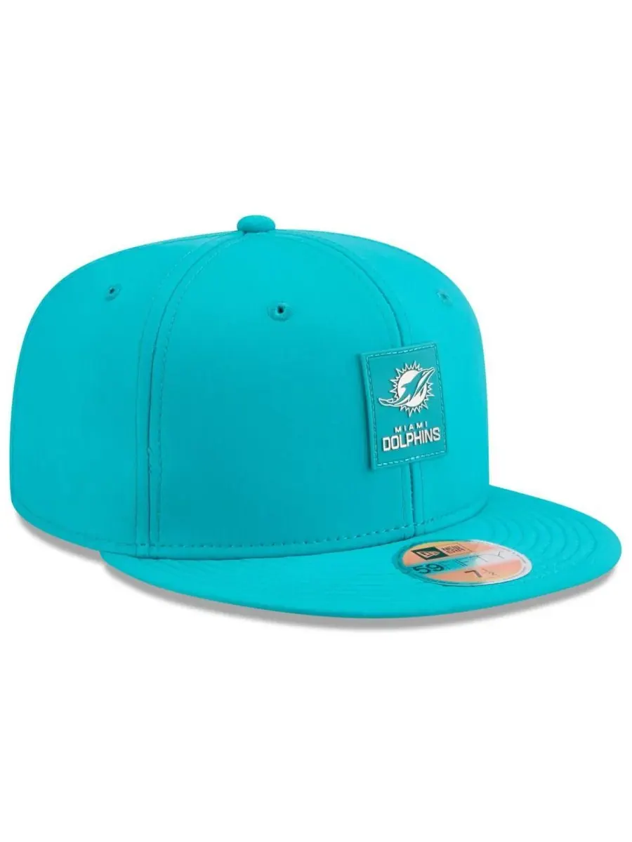 Мужская кепка Aqua Miami Dolphins 2025 Sideline 59FIFTY Fitted Hat New Era — изображение 4 из 5, голубой