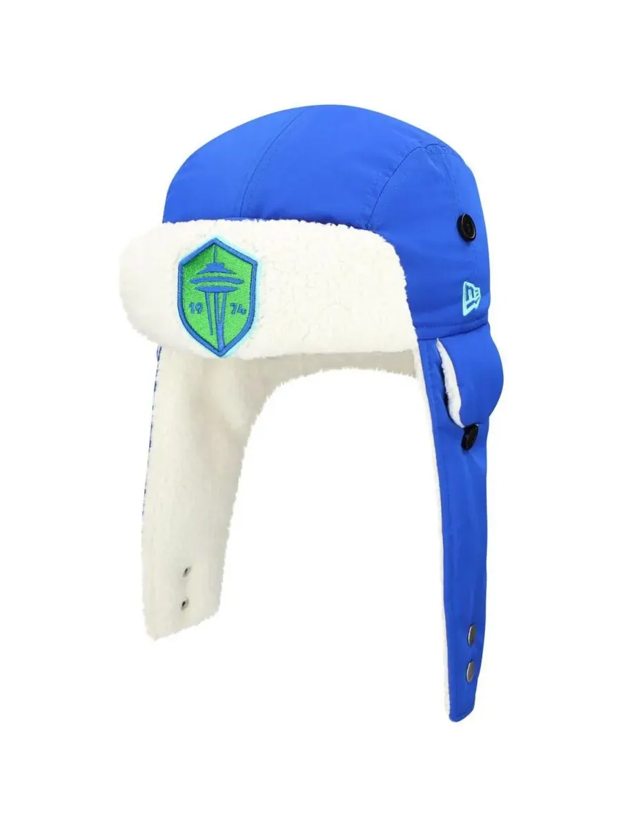 New Era Мужская синяя вязаная шапка-ушанка Seattle Sounders FC