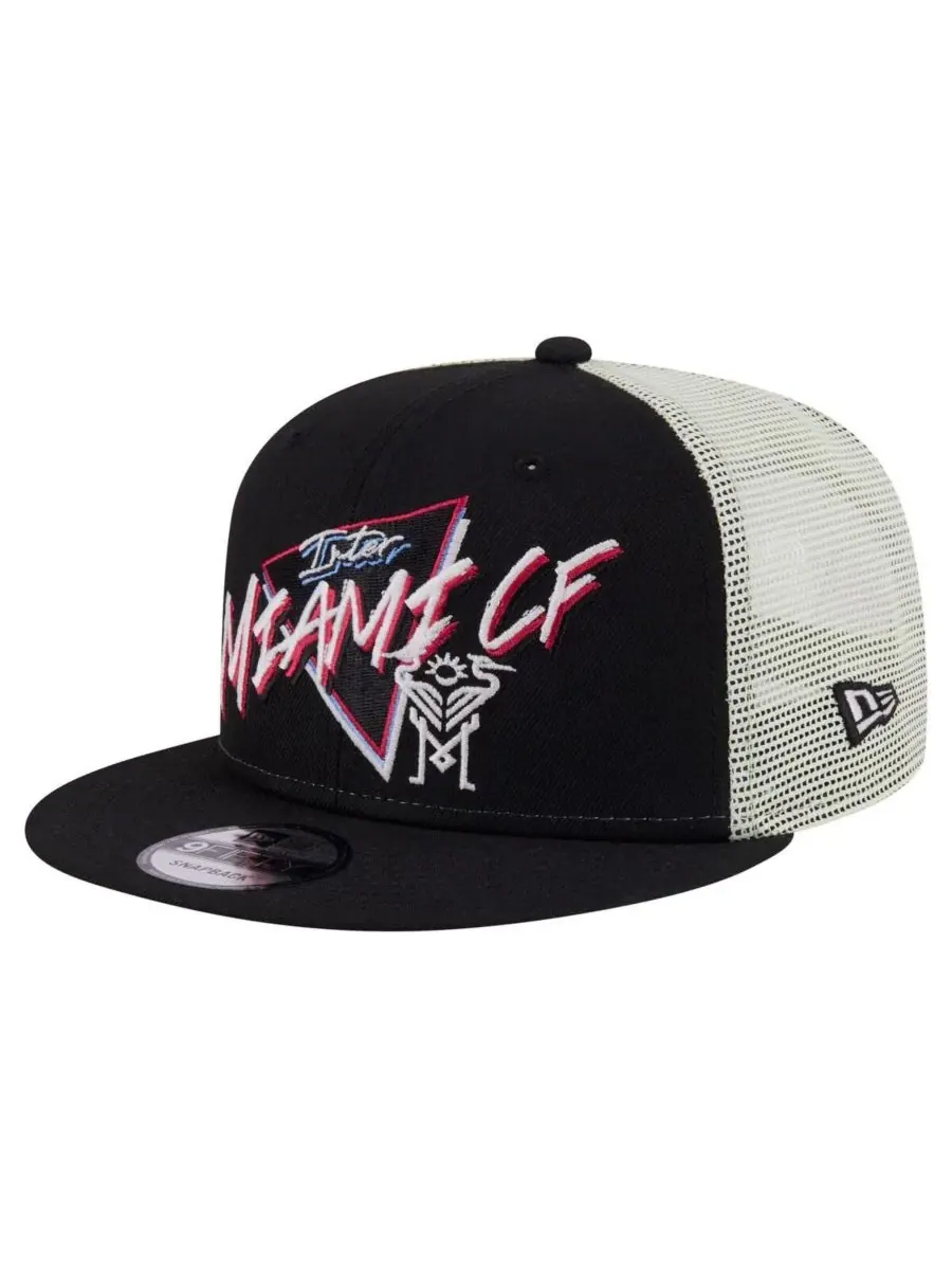 New Era Мужская черная бейсболка Inter Miami CF Neon 9FIFTY Snapback