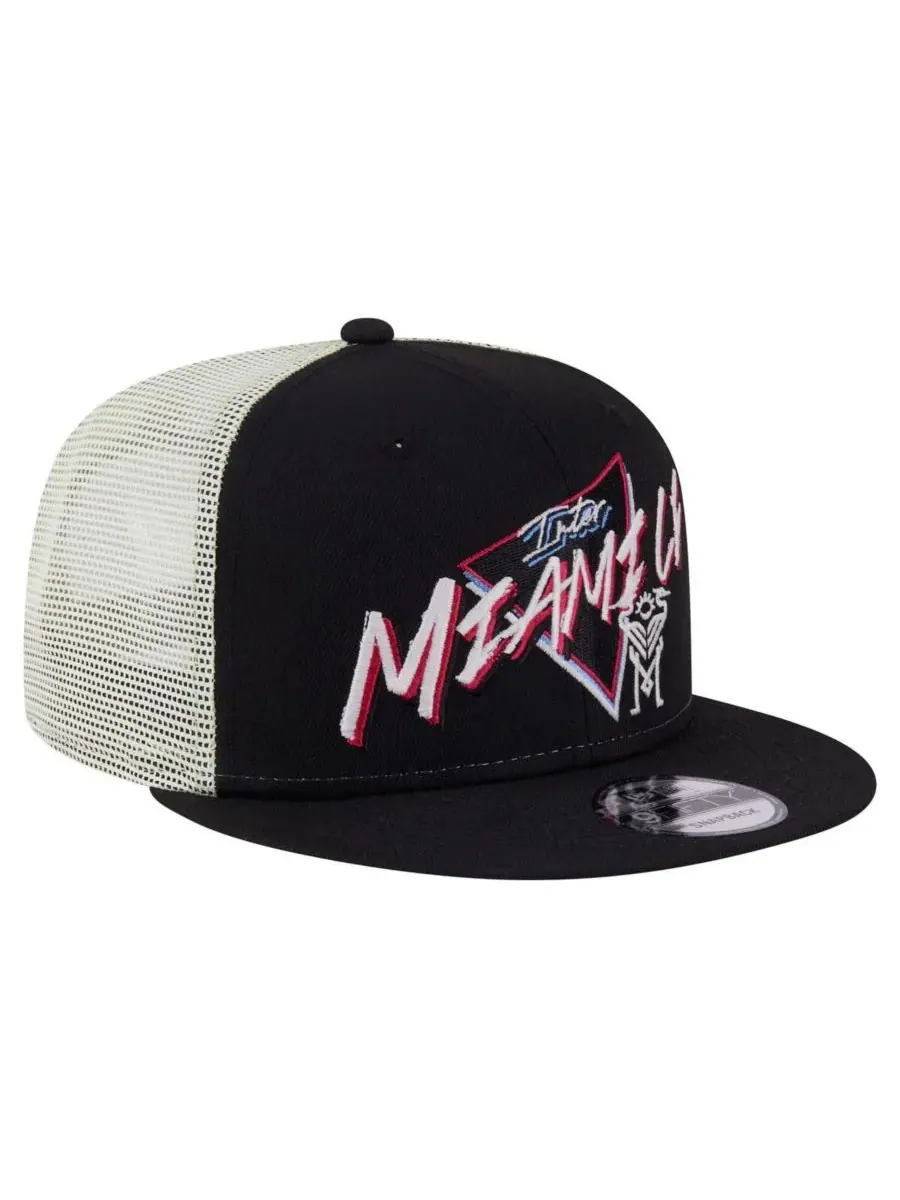New Era Мужская черная бейсболка Inter Miami CF Neon 9FIFTY Snapback — изображение 3 из 4, черный