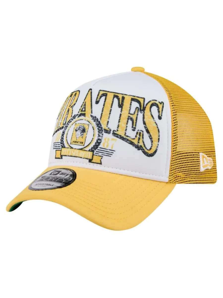 New Era Мужская бело-золотая бейсболка Pittsburgh Pirates с регулируемым размером и потертостью