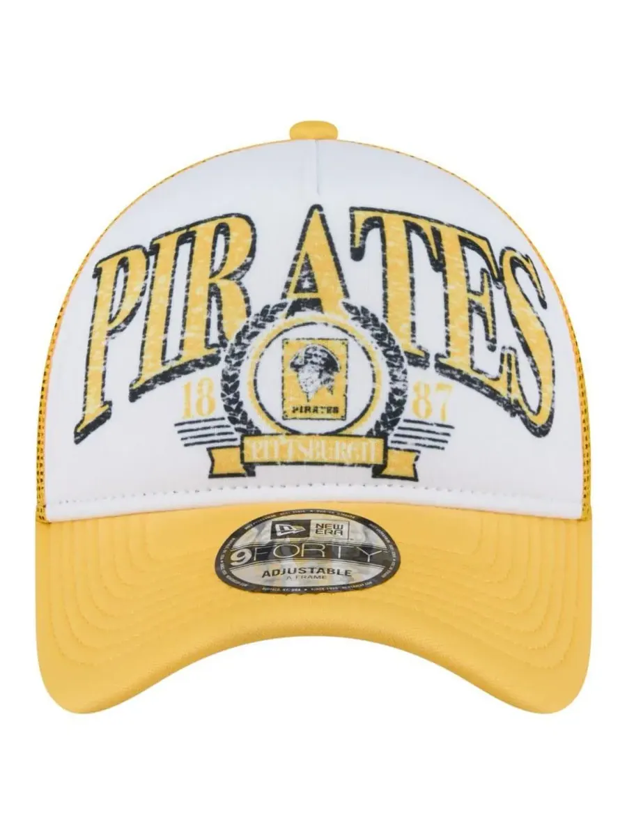 New Era Мужская бело-золотая бейсболка Pittsburgh Pirates с регулируемым размером и потертостью — изображение 2 из 4
