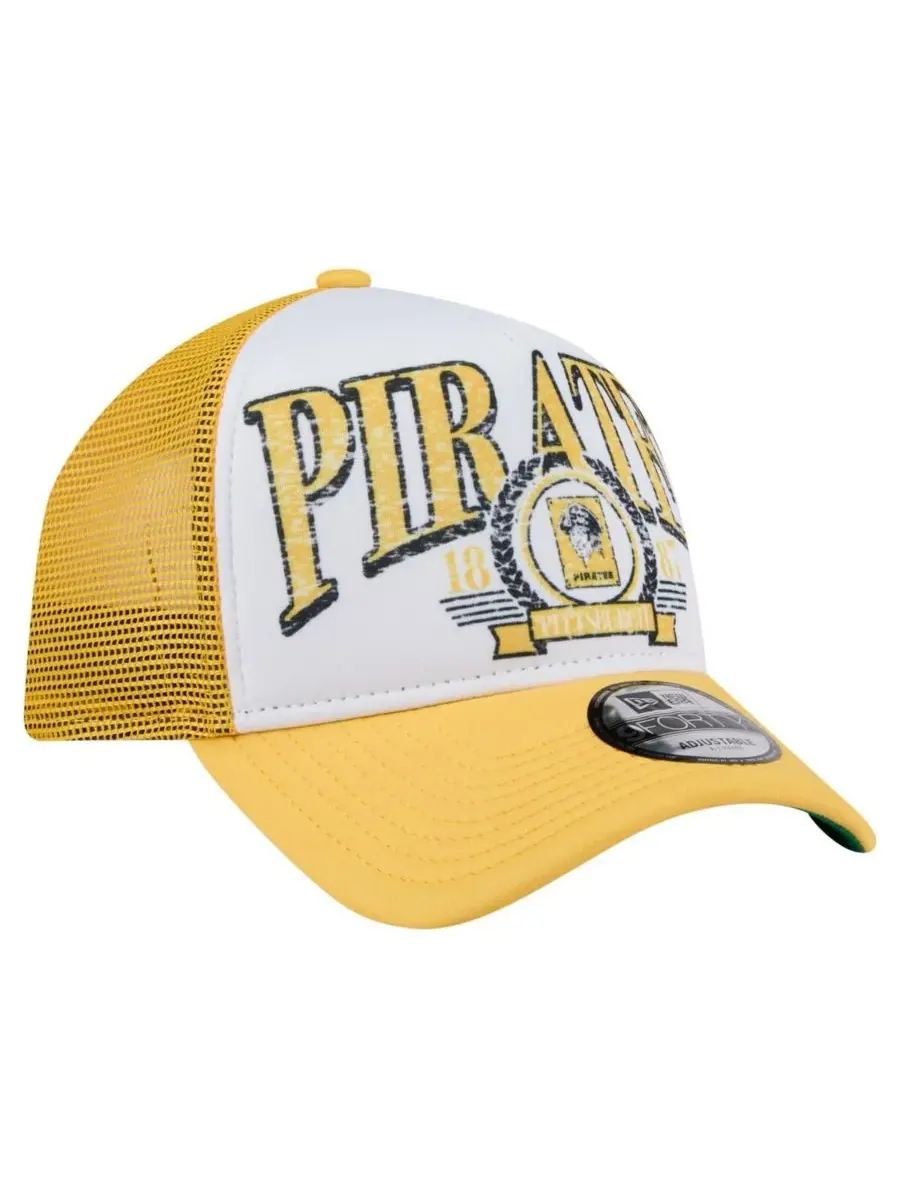 New Era Мужская бело-золотая бейсболка Pittsburgh Pirates с регулируемым размером и потертостью — изображение 3 из 4