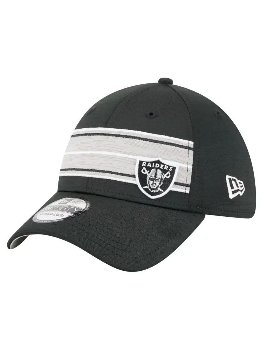 New Era Мужская черная кепка Las Vegas Raiders Stripes 39THIRTY Flex Hat